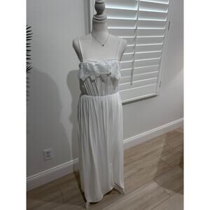 Doe & Rae Long White Sundress Dress Boho Size L Spaghetti Straps Beach Wedding